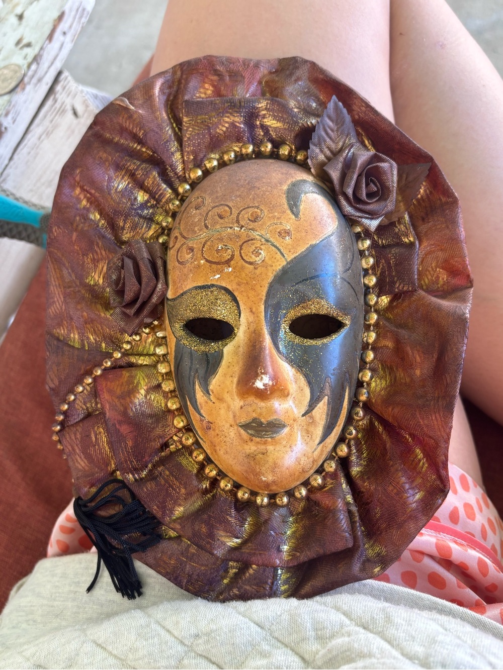Decorative Venetian-Style Brown and Gold ARTS 🎭 Mask